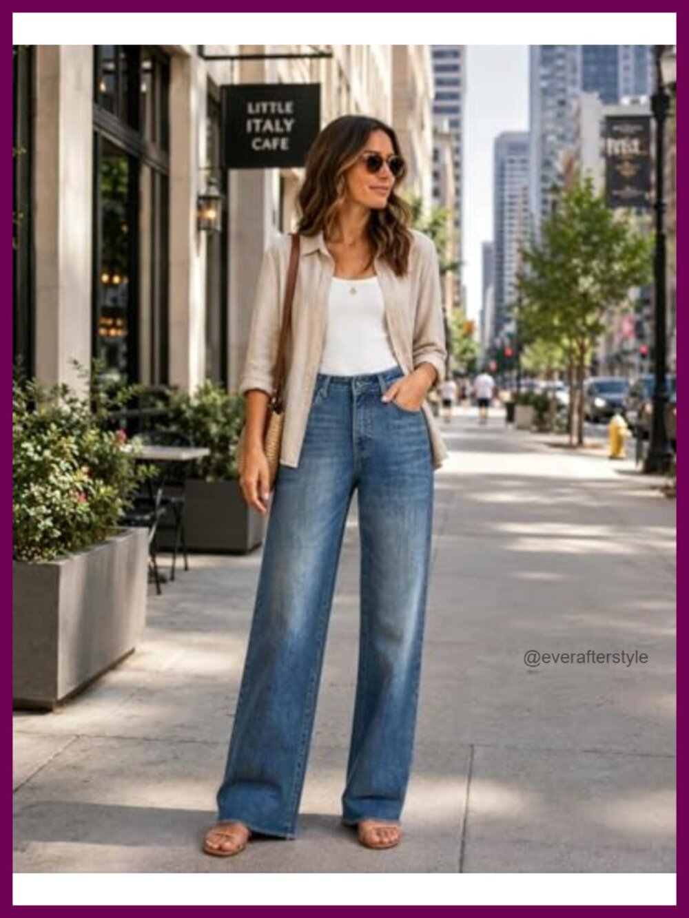 High Waisted Straight Leg Jeans with Raw Hem Stretchy Denim Tummy Control - Picture 3 of 6